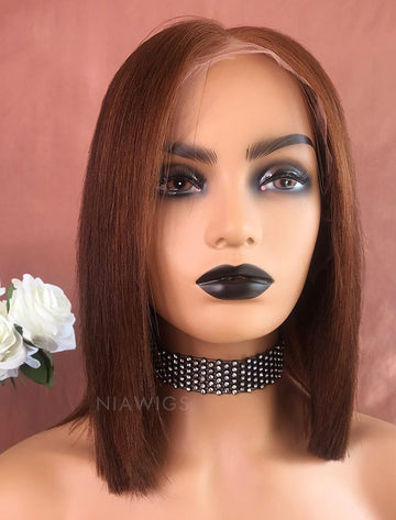 Clearance Emily Virgin Hair 10 Inches Lace Front Wig #4 Medium Brown